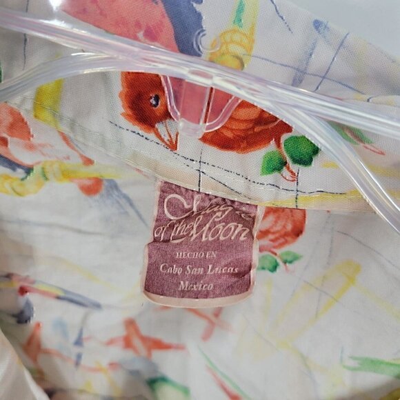 Magic of the Moon Bird Print Collared Button Up Short Sleeve Blouse 5XL - Picture 2 of 3